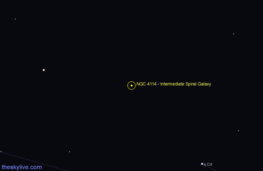 Finder chart NGC 4114 - Intermediate Spiral Galaxy in Corvus star