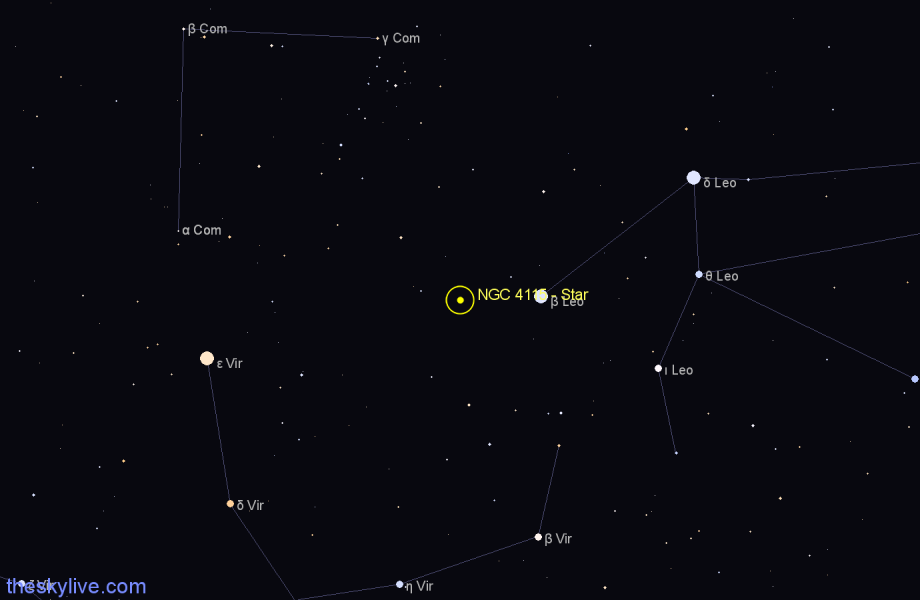 Finder chart NGC 4115 - Star in Coma Berenices star