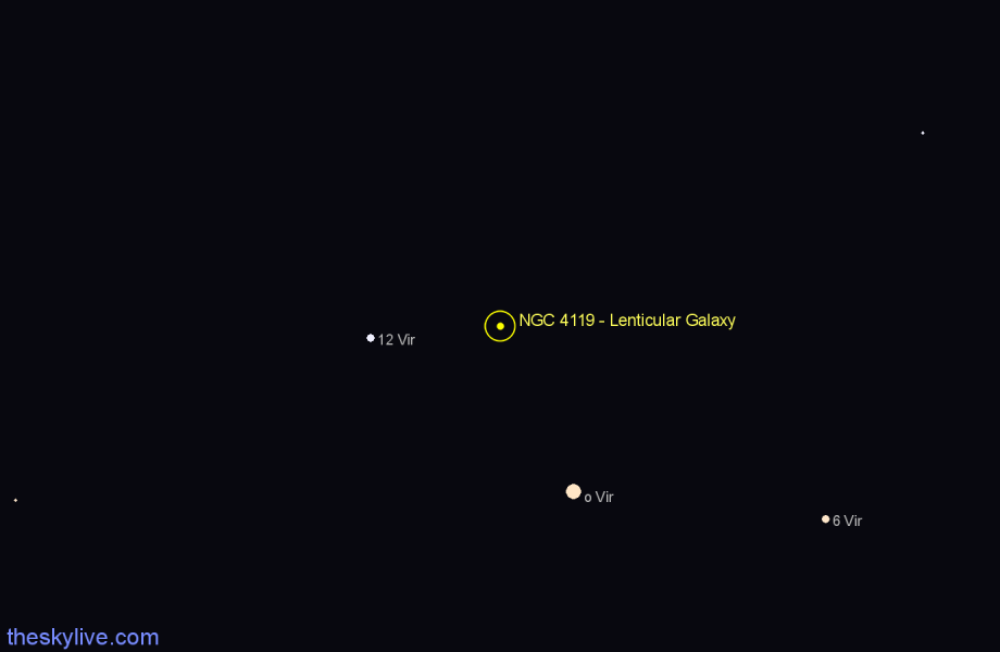 Finder chart NGC 4119 - Lenticular Galaxy in Virgo star