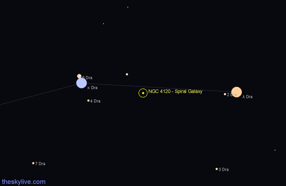 Finder chart NGC 4120 - Spiral Galaxy in Draco star