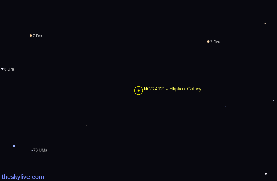 Finder chart NGC 4121 - Elliptical Galaxy in Draco star