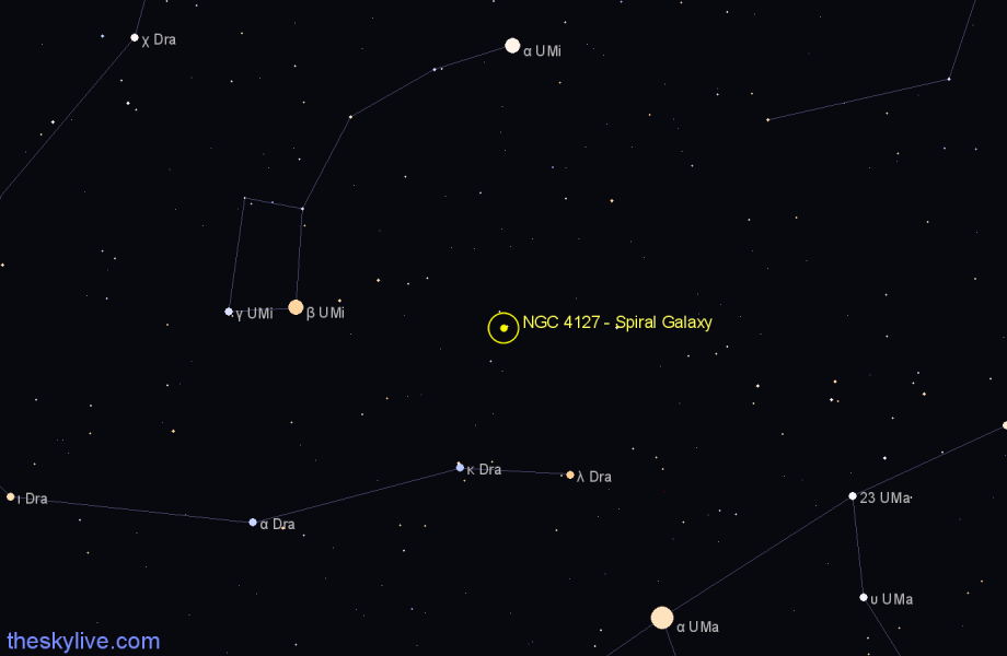 Finder chart NGC 4127 - Spiral Galaxy in Camelopardalis star