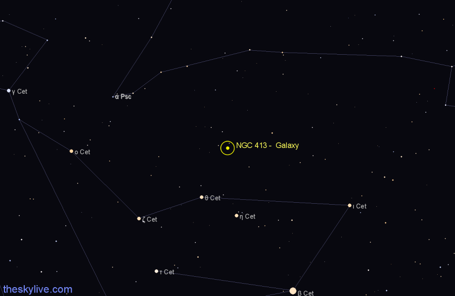 Finder chart NGC 413 - Galaxy in Cetus star