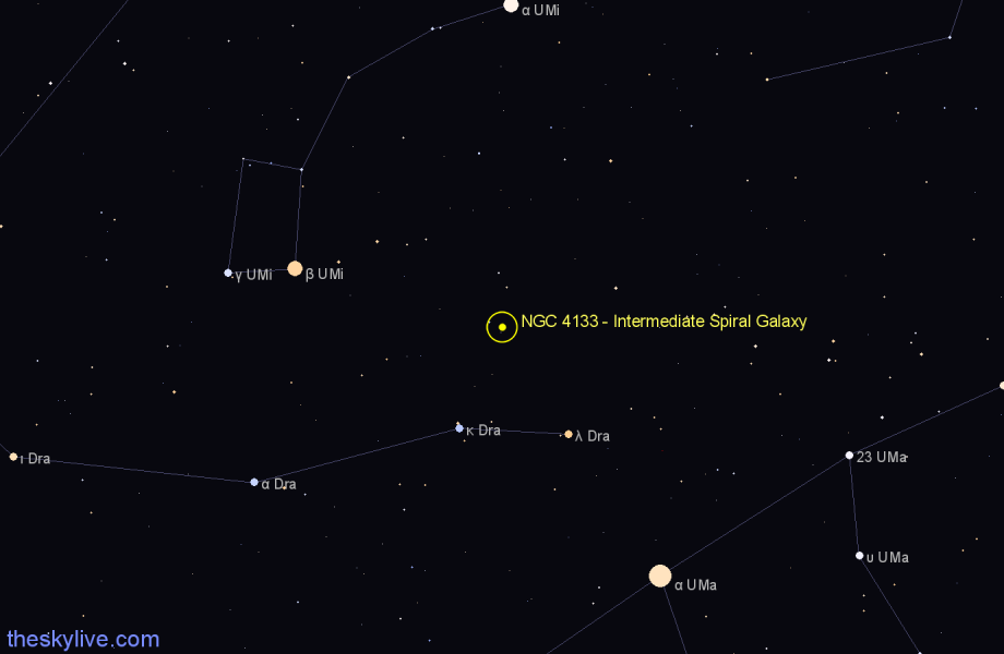 Finder chart NGC 4133 - Intermediate Spiral Galaxy in Draco star