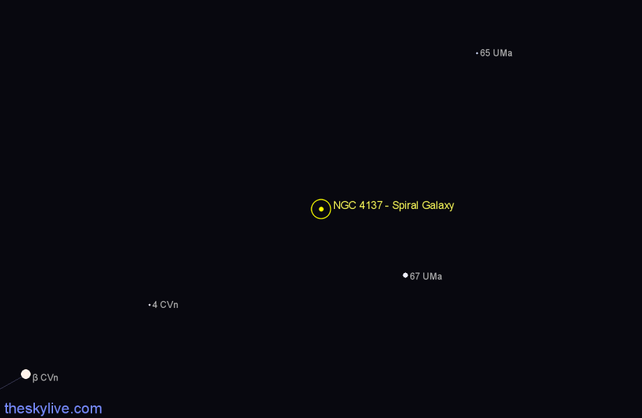 Finder chart NGC 4137 - Spiral Galaxy in Canes Venatici star