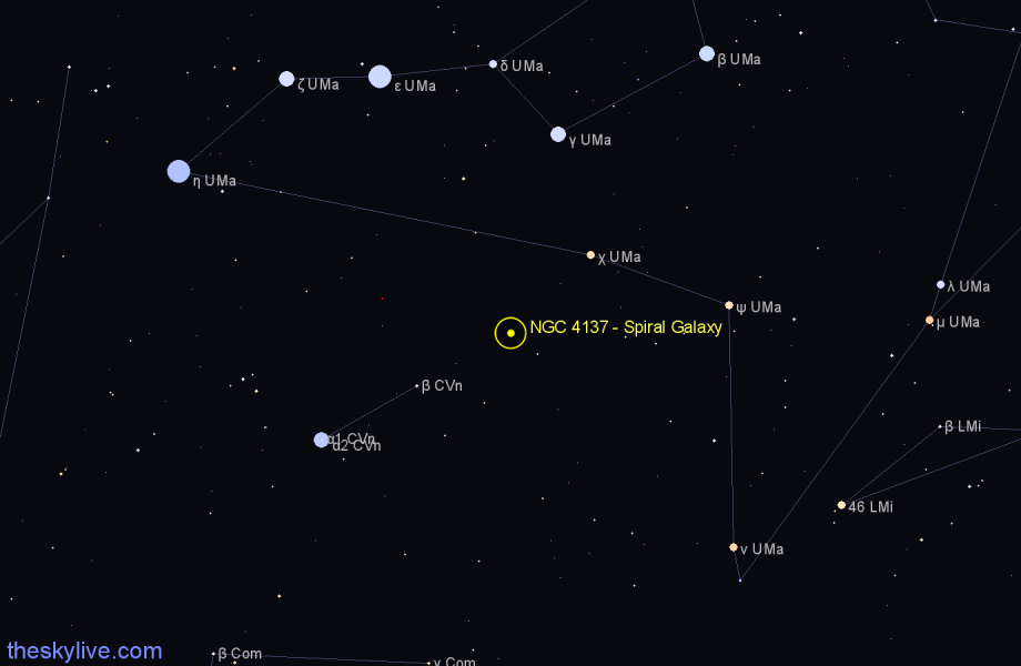 Finder chart NGC 4137 - Spiral Galaxy in Canes Venatici star