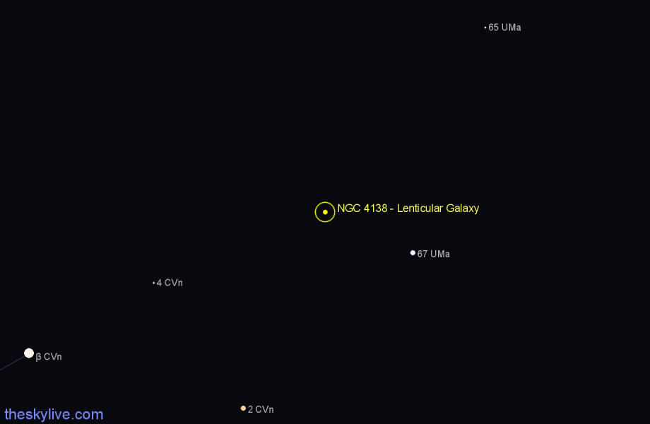 Finder chart NGC 4138 - Lenticular Galaxy in Canes Venatici star