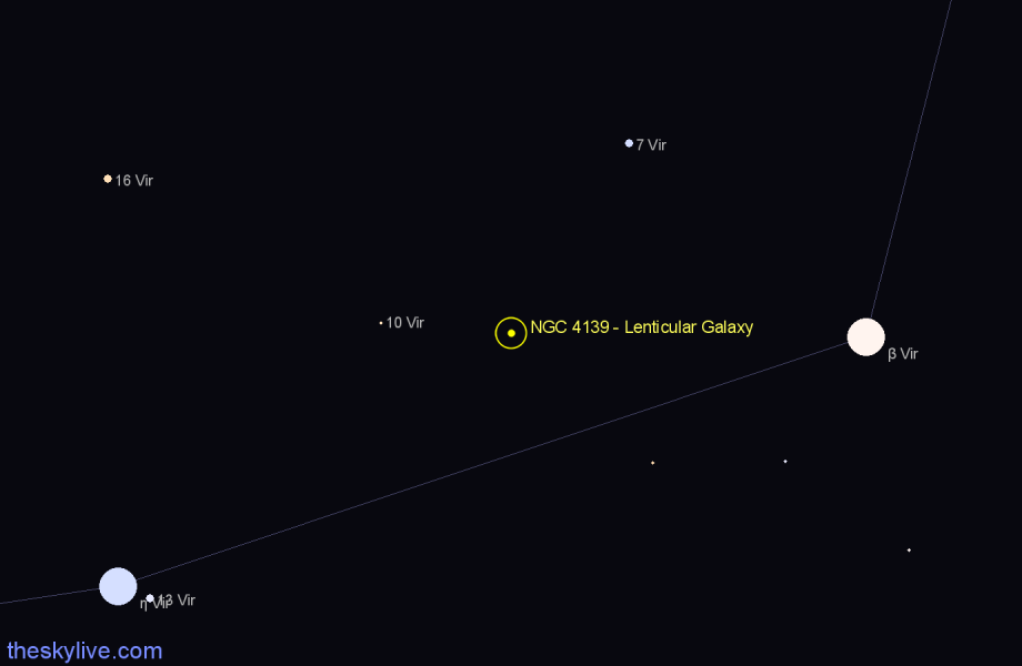 Finder chart NGC 4139 - Lenticular Galaxy in Virgo star