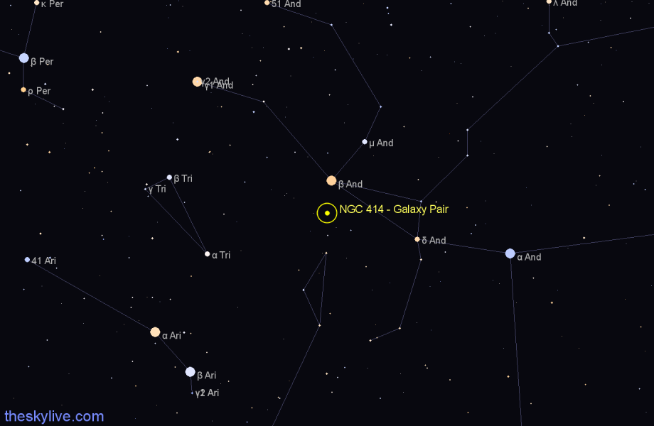 Finder chart NGC 414 - Galaxy Pair in Pisces star
