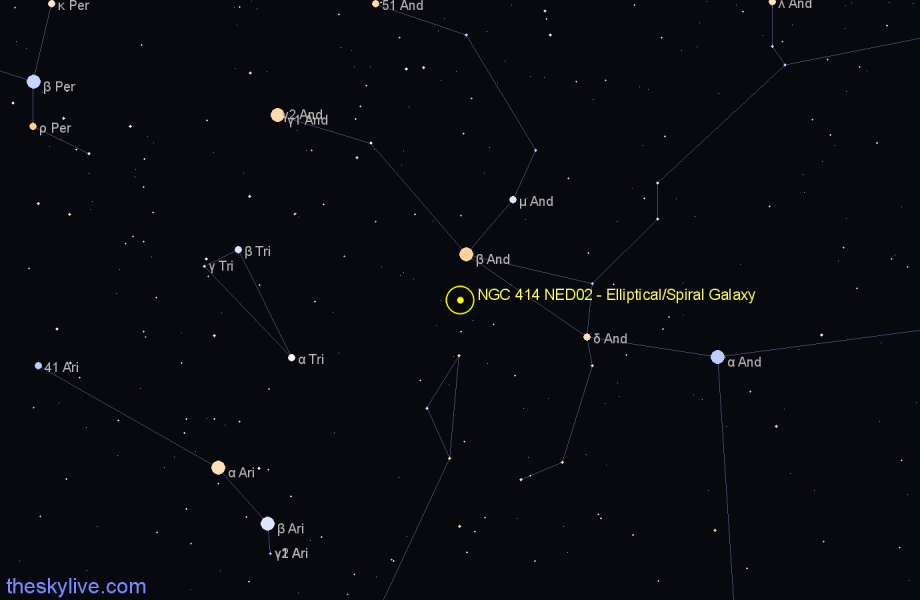 Finder chart NGC 414 NED02 - Elliptical/Spiral Galaxy in Pisces star