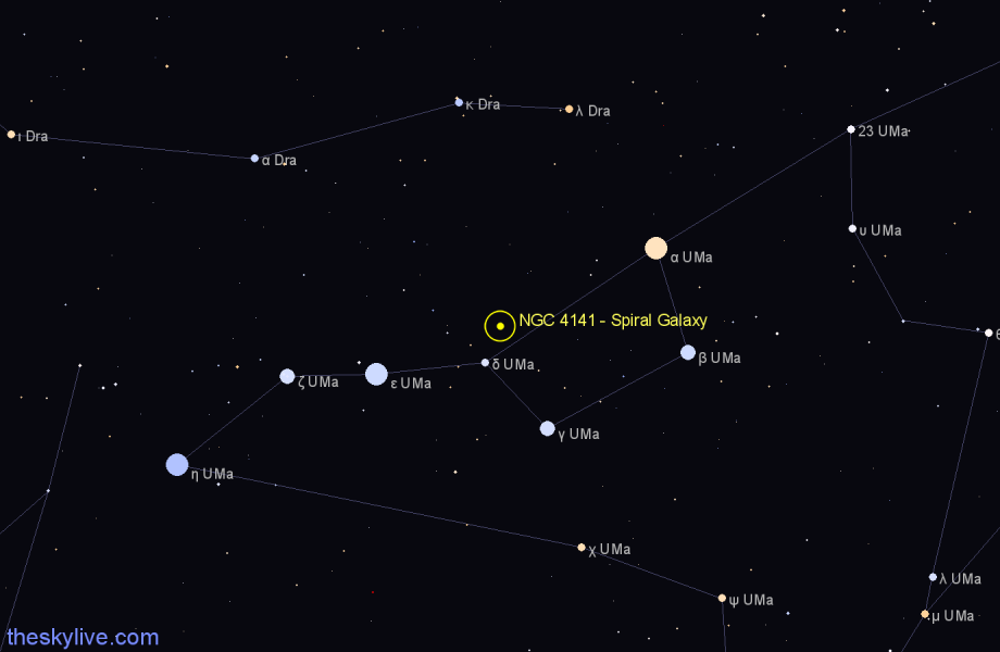 Finder chart NGC 4141 - Spiral Galaxy in Ursa Major star