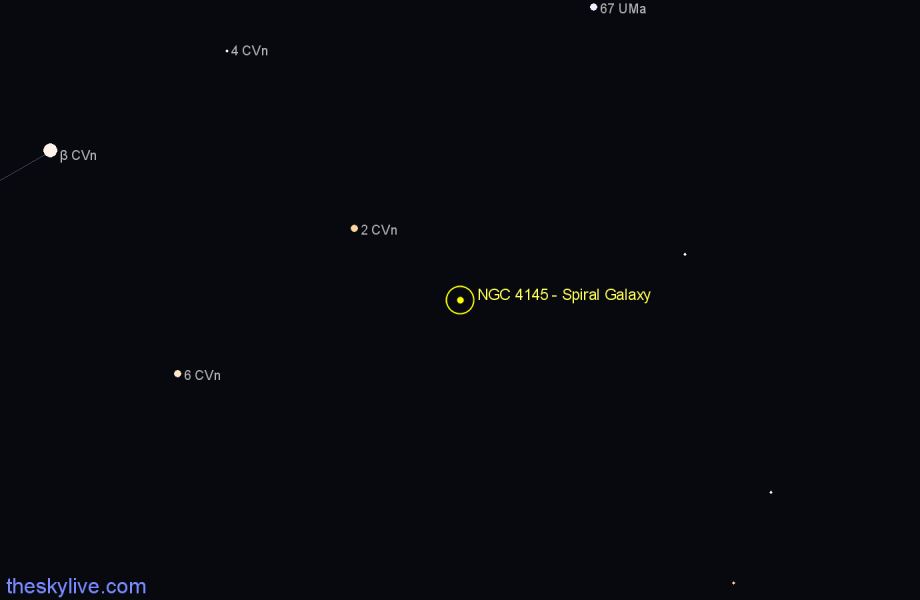 Finder chart NGC 4145 - Spiral Galaxy in Canes Venatici star