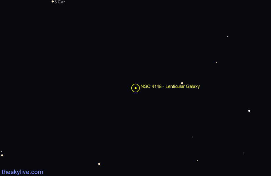 Finder chart NGC 4148 - Lenticular Galaxy in Canes Venatici star