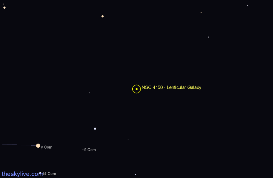 Finder chart NGC 4150 - Lenticular Galaxy in Coma Berenices star