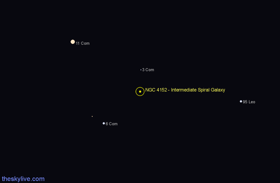 Finder chart NGC 4152 - Intermediate Spiral Galaxy in Coma Berenices star