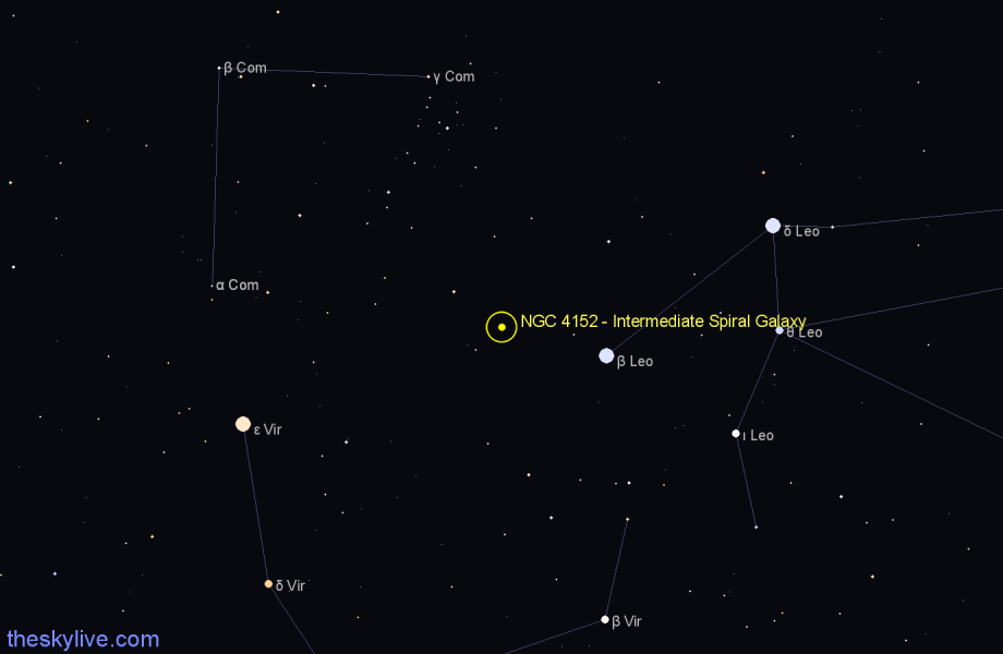 Finder chart NGC 4152 - Intermediate Spiral Galaxy in Coma Berenices star