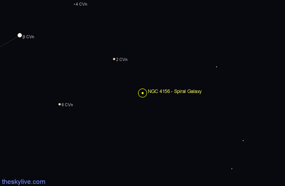 Finder chart NGC 4156 - Spiral Galaxy in Canes Venatici star