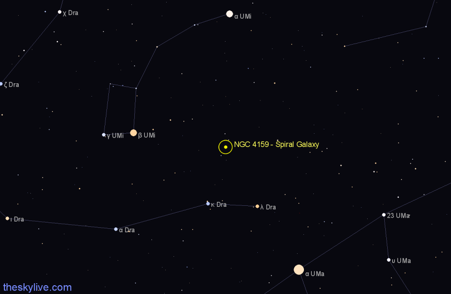 Finder chart NGC 4159 - Spiral Galaxy in Draco star