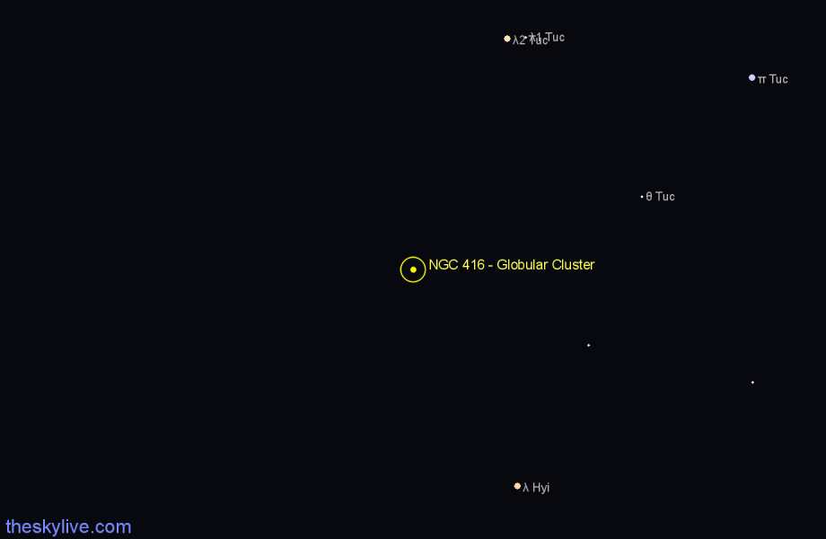 Finder chart NGC 416 - Globular Cluster in Tucana star