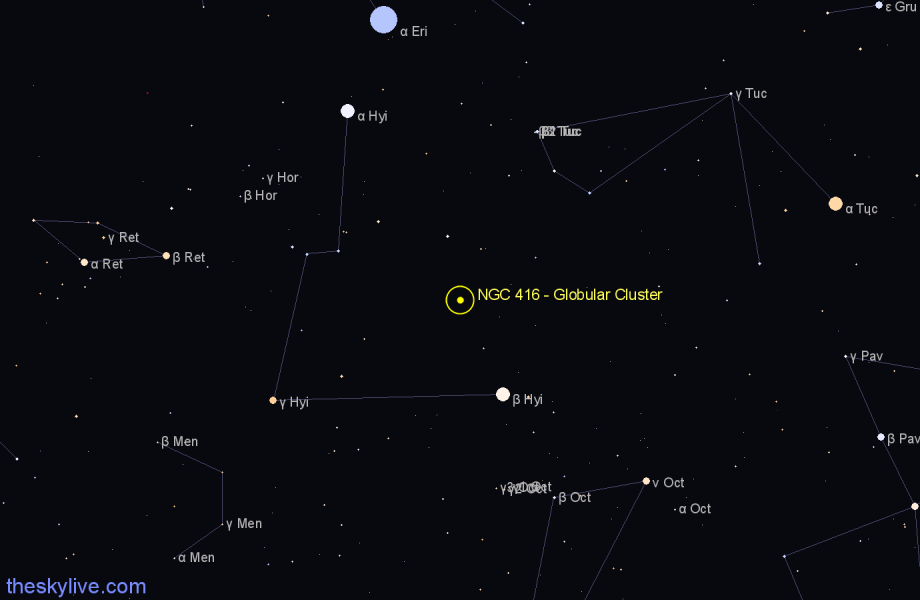 Finder chart NGC 416 - Globular Cluster in Tucana star