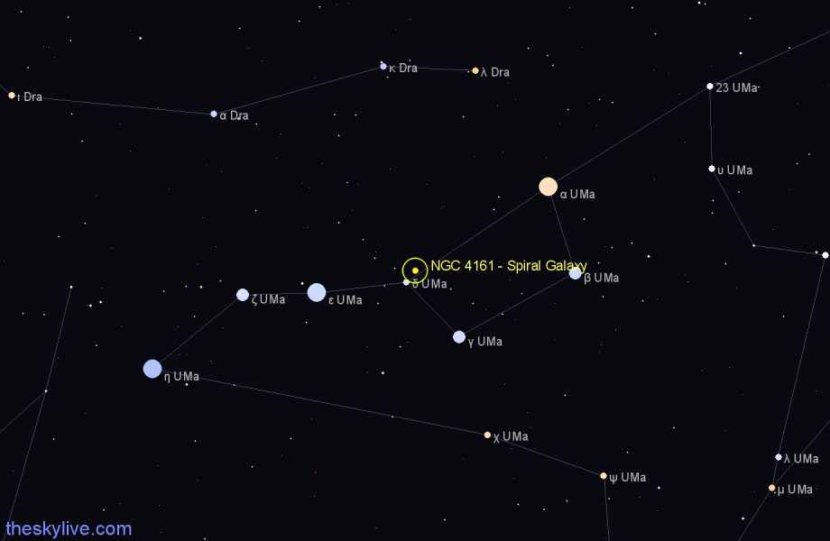 Finder chart NGC 4161 - Spiral Galaxy in Ursa Major star