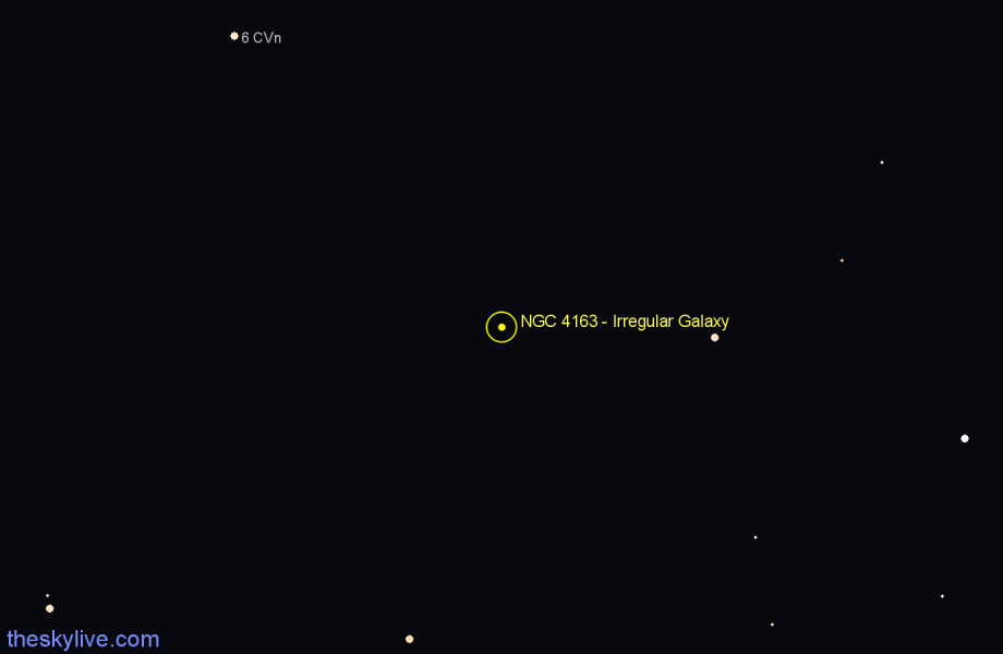 Finder chart NGC 4163 - Irregular Galaxy in Canes Venatici star