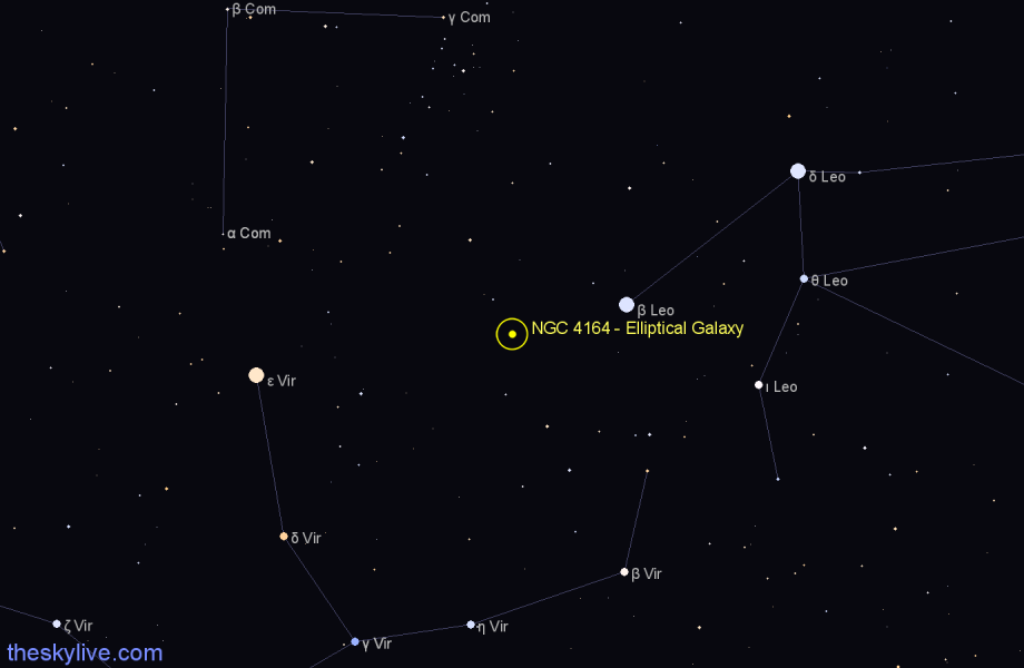 Finder chart NGC 4164 - Elliptical Galaxy in Virgo star