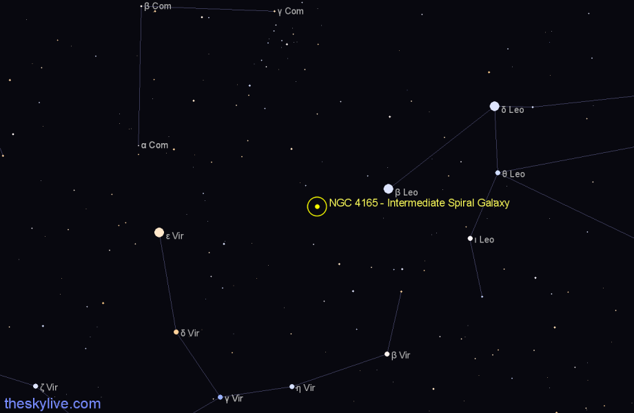 Finder chart NGC 4165 - Intermediate Spiral Galaxy in Virgo star