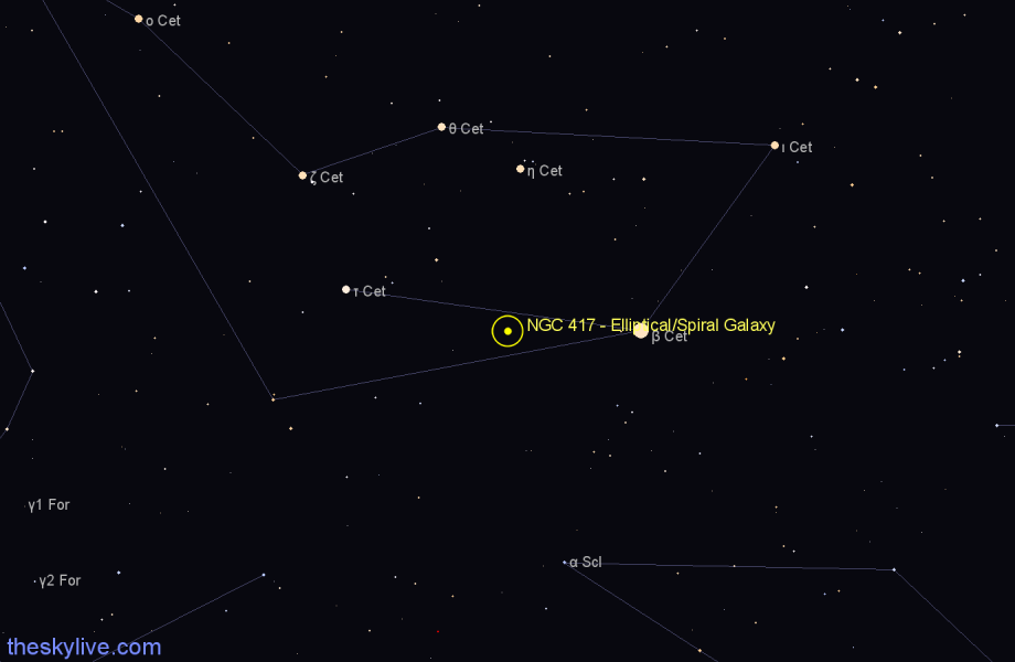 Finder chart NGC 417 - Elliptical/Spiral Galaxy in Cetus star