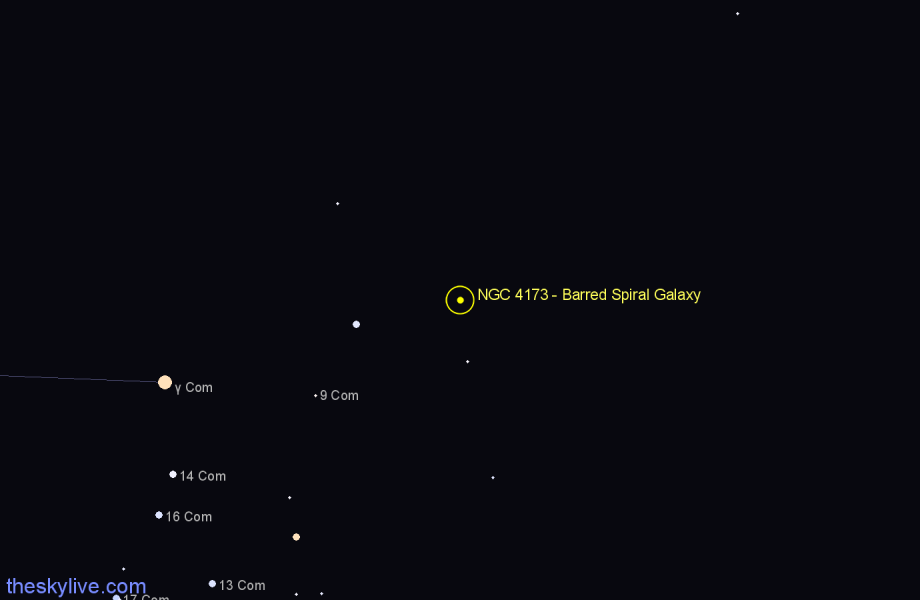 Finder chart NGC 4173 - Barred Spiral Galaxy in Coma Berenices star