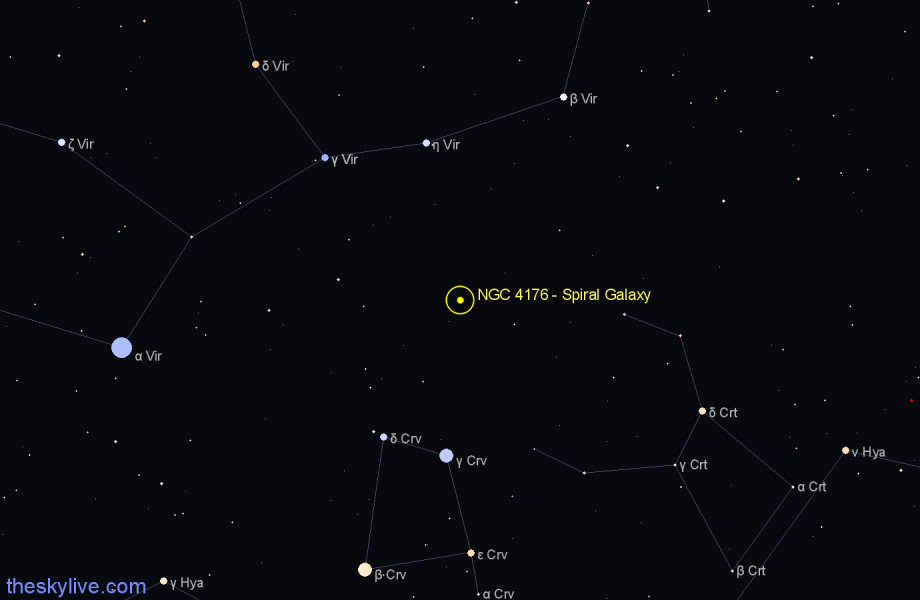 Finder chart NGC 4176 - Spiral Galaxy in Virgo star