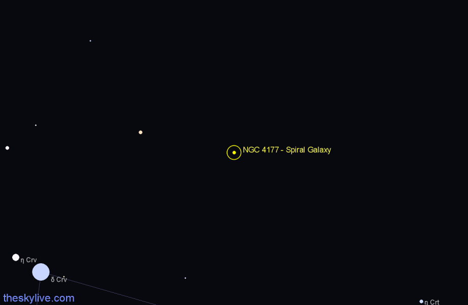 Finder chart NGC 4177 - Spiral Galaxy in Corvus star