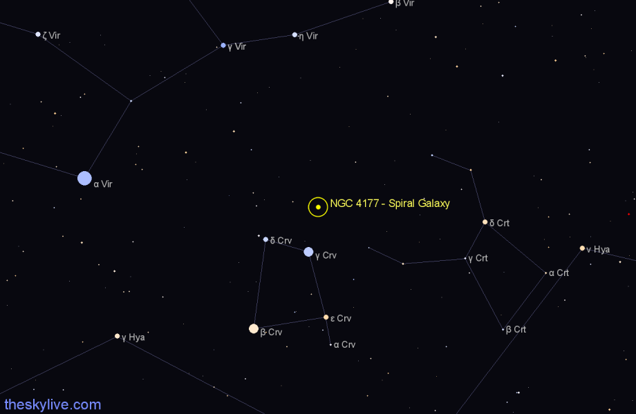 Finder chart NGC 4177 - Spiral Galaxy in Corvus star