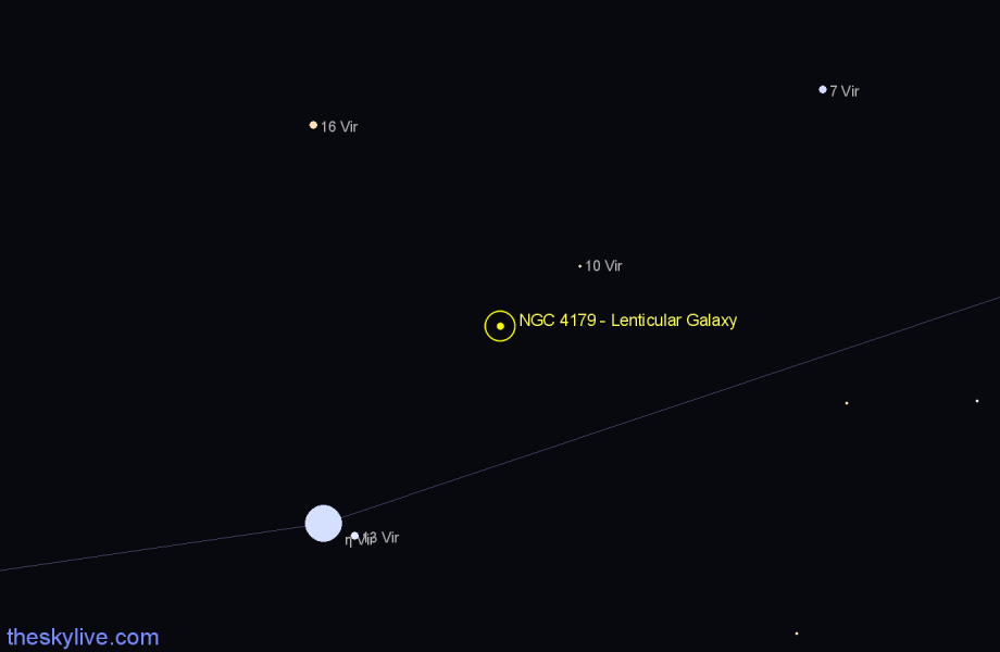 Finder chart NGC 4179 - Lenticular Galaxy in Virgo star