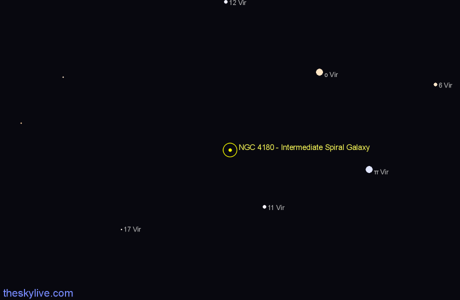 Finder chart NGC 4180 - Intermediate Spiral Galaxy in Virgo star