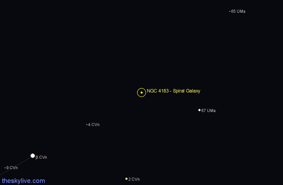 Finder chart NGC 4183 - Spiral Galaxy in Canes Venatici star