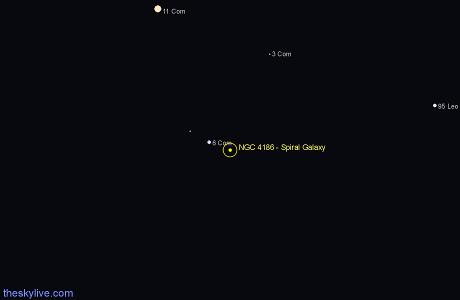 Finder chart NGC 4186 - Spiral Galaxy in Coma Berenices star