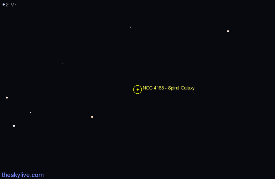 Finder chart NGC 4188 - Spiral Galaxy in Corvus star