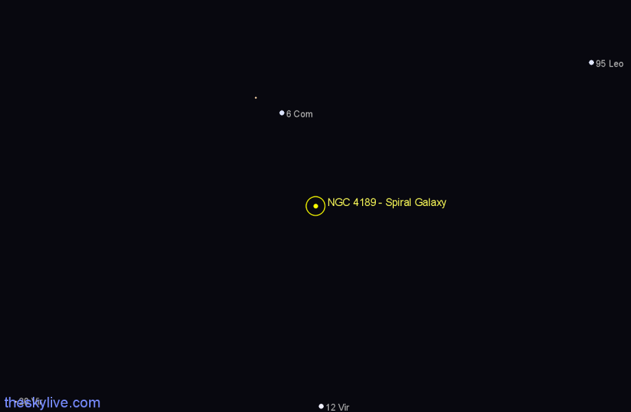 Finder chart NGC 4189 - Spiral Galaxy in Coma Berenices star