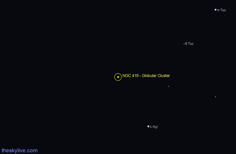 Finder chart NGC 419 - Globular Cluster in Tucana star