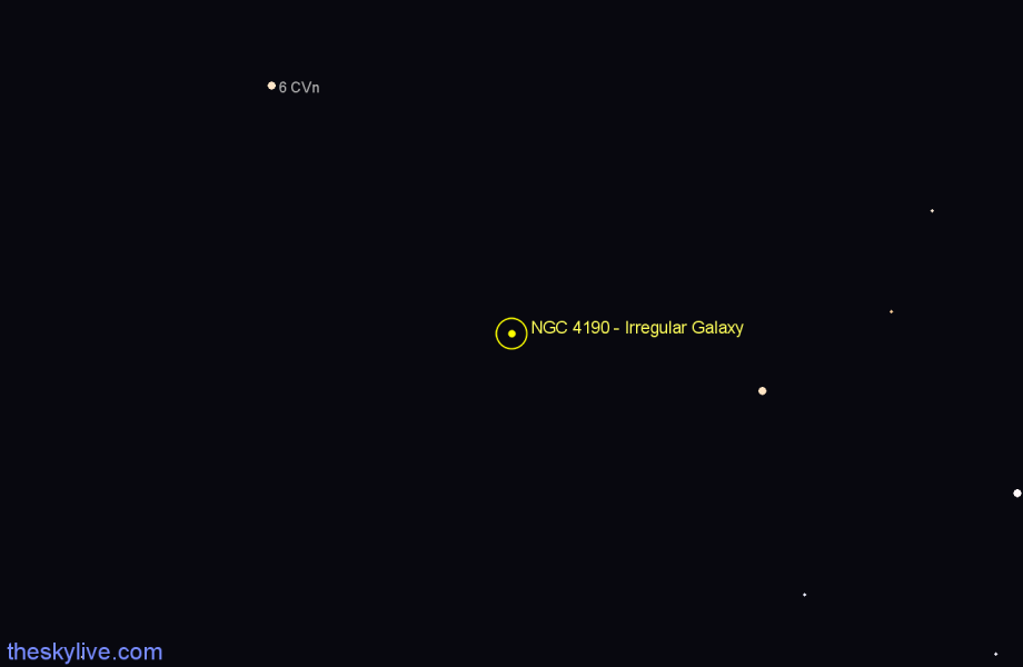 Finder chart NGC 4190 - Irregular Galaxy in Canes Venatici star