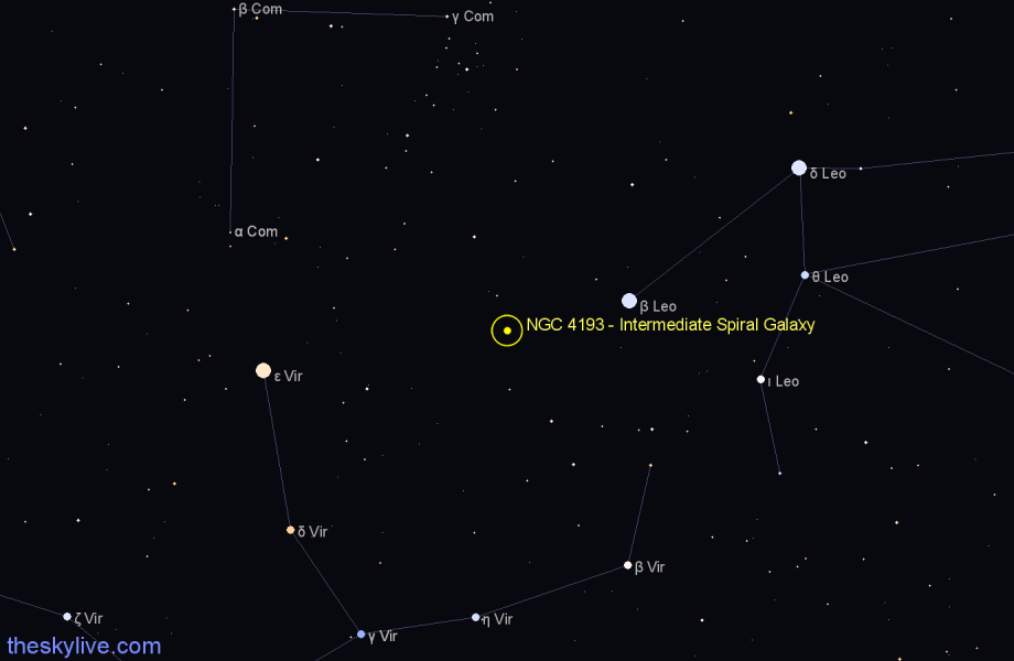 Finder chart NGC 4193 - Intermediate Spiral Galaxy in Virgo star