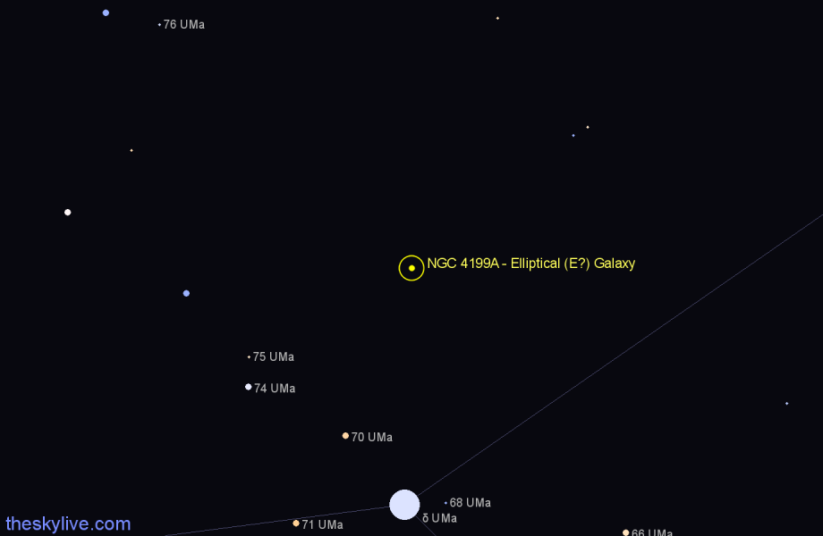 Finder chart NGC 4199A - Elliptical (E?) Galaxy in Ursa Major star