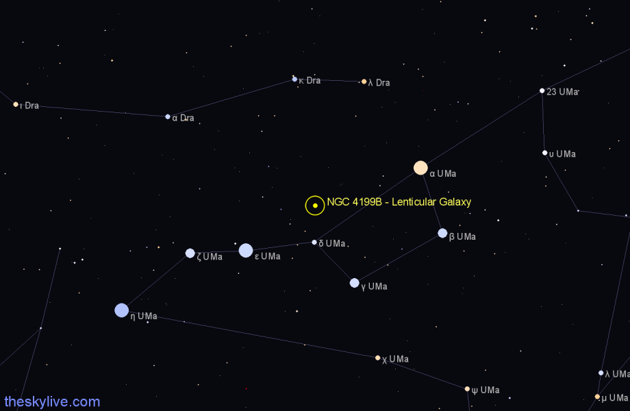 Finder chart NGC 4199B - Lenticular Galaxy in Ursa Major star