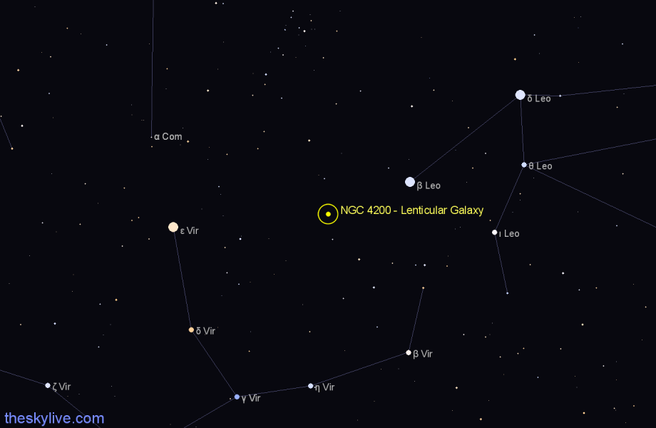 Finder chart NGC 4200 - Lenticular Galaxy in Virgo star