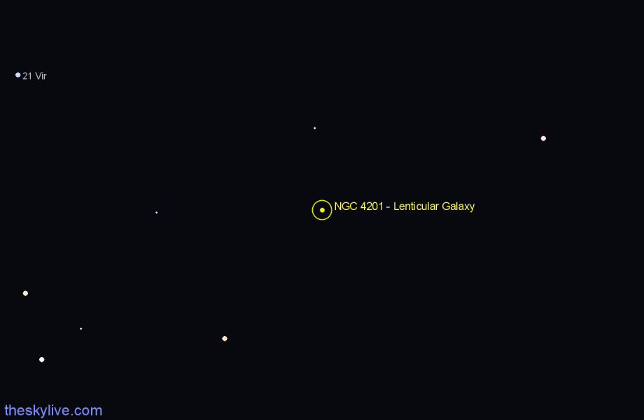 Finder chart NGC 4201 - Lenticular Galaxy in Virgo star