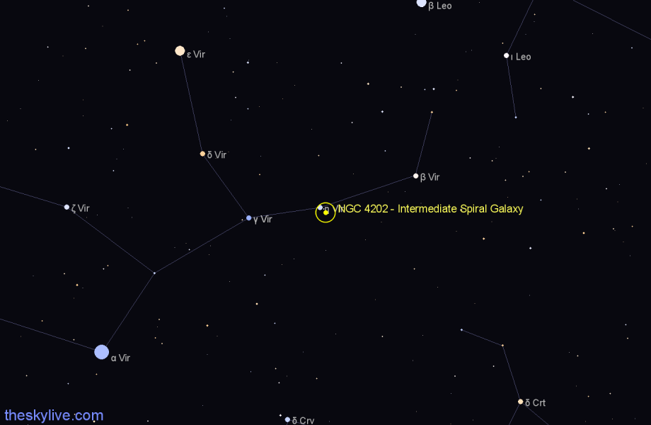 Finder chart NGC 4202 - Intermediate Spiral Galaxy in Virgo star