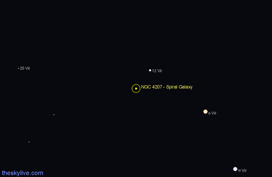 Finder chart NGC 4207 - Spiral Galaxy in Virgo star