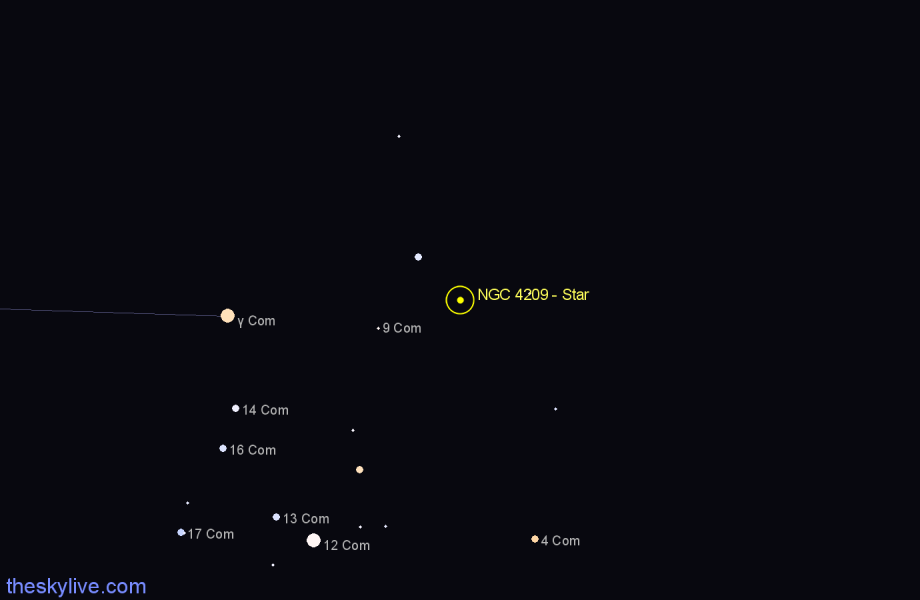 Finder chart NGC 4209 - Star in Coma Berenices star