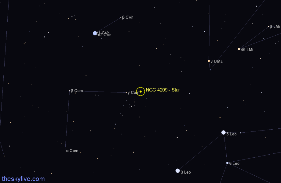 Finder chart NGC 4209 - Star in Coma Berenices star